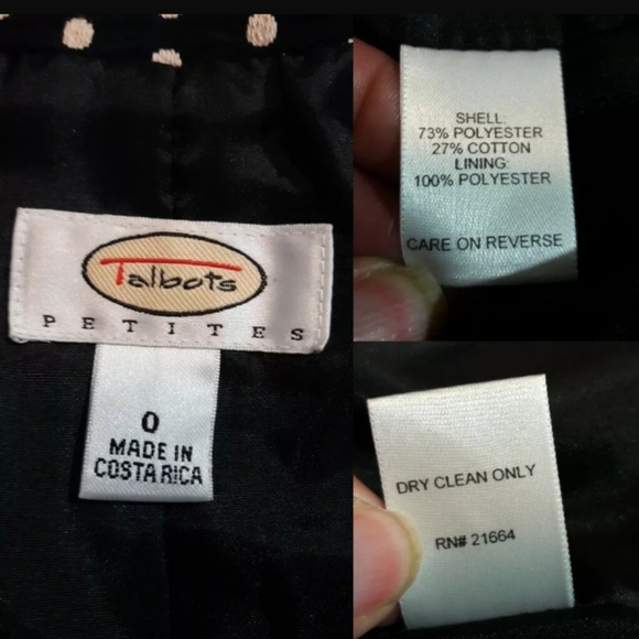 🚨PRICE DROP ALERT! Talbots Stretch Size 0 Jacket Black Tan Polka Dot - Picture 7 of 9